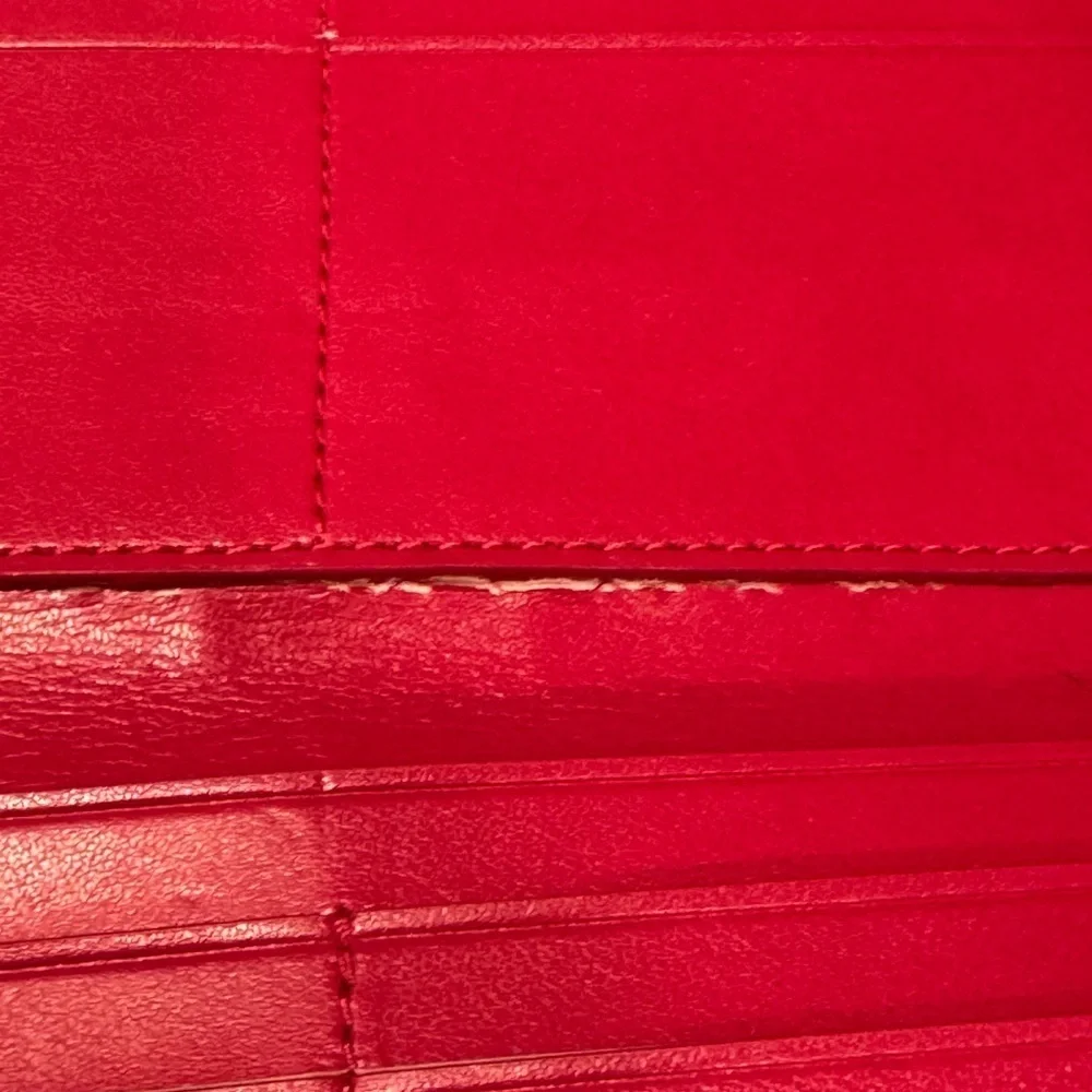 Coach Cherry Red and Gold Soft Leather Trifold